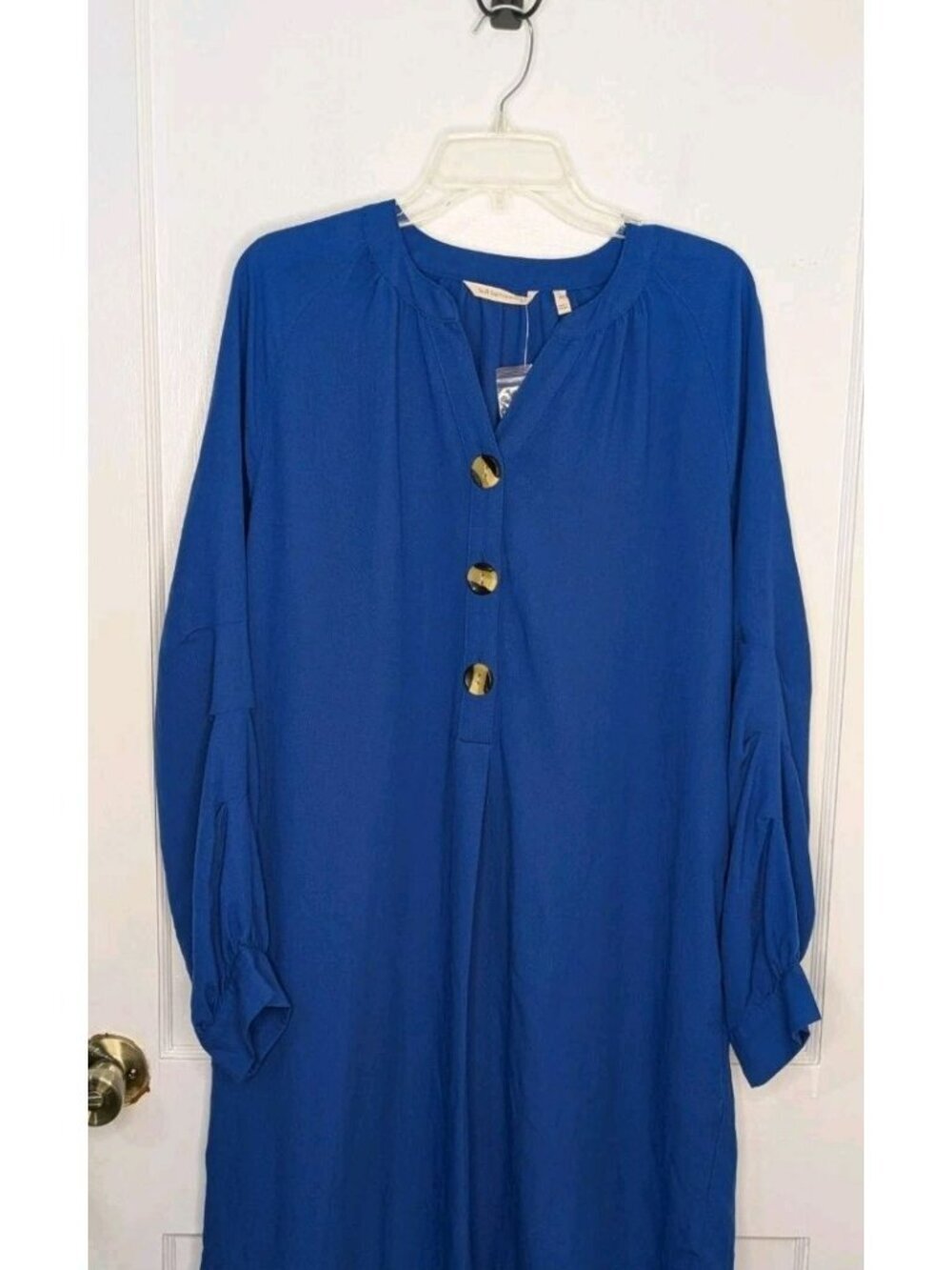 Soft Surroundings Women’s Souk Shirt Dress With Pockets In Ocean Blue Size XL